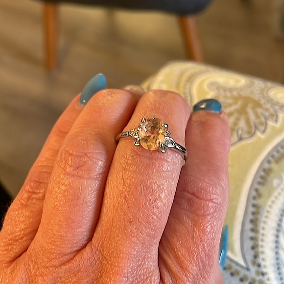 Size 9• Lab Created Peach Quartz•Rhodium Plated•Bomb Party - Picture 3 of 10